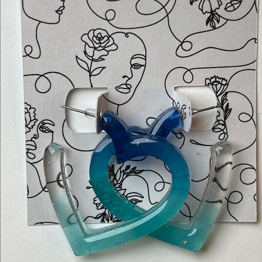 Blue resin heart hoops